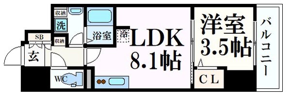 肥後橋駅 徒歩4分 15階の物件間取画像